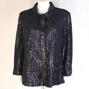 JM Collection || Multi-Colored Snakeskin Detail Button-Down Shirt